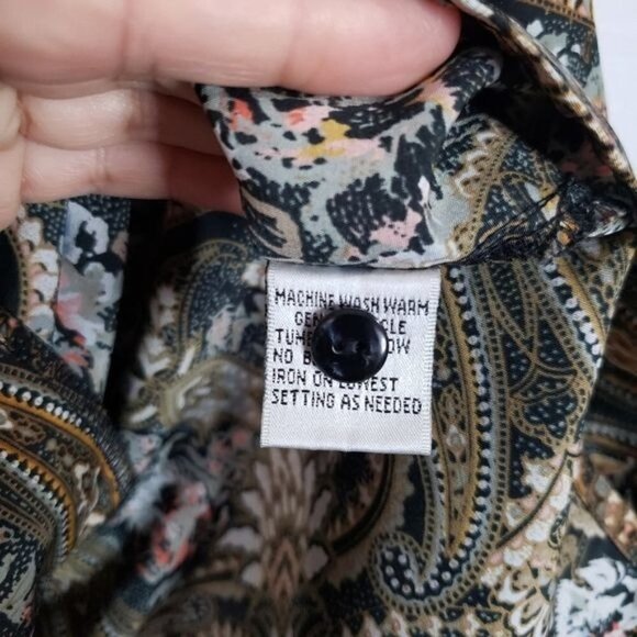 Claudia Richard Vintage Long Sleeves Button up Paisley Print Blouse Size Large - Picture 7 of 11